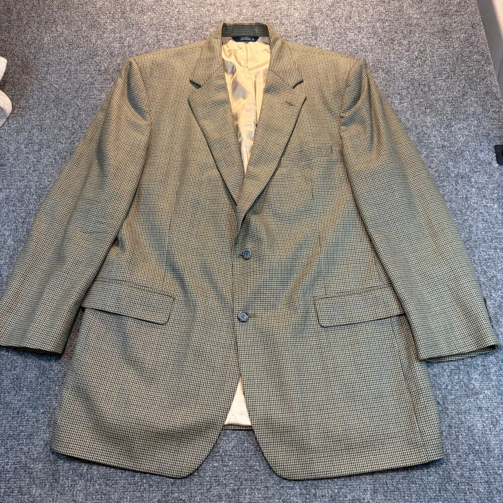 Brooks Brothers Wool Houndstooth Sport Coat Blazer Brown Tan Size 44L